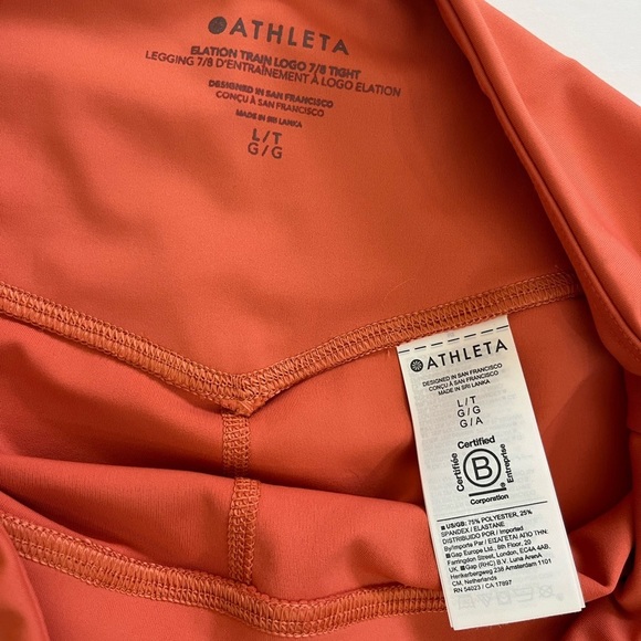 Athleta Elation Train Logo 7/8 Tight Orange Size Large New with Tags - Picture 4 of 11